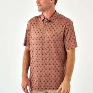 Burlebo Performance Whitetail Deer Brown Short Sleeve Polo